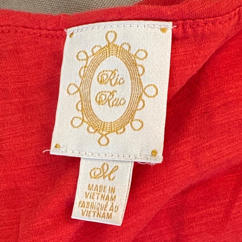 Anthropologie Ric Rac Rio Ras Orange Red Ruched Sleeveless Swing Tank Top - M - Picture 8 of 11